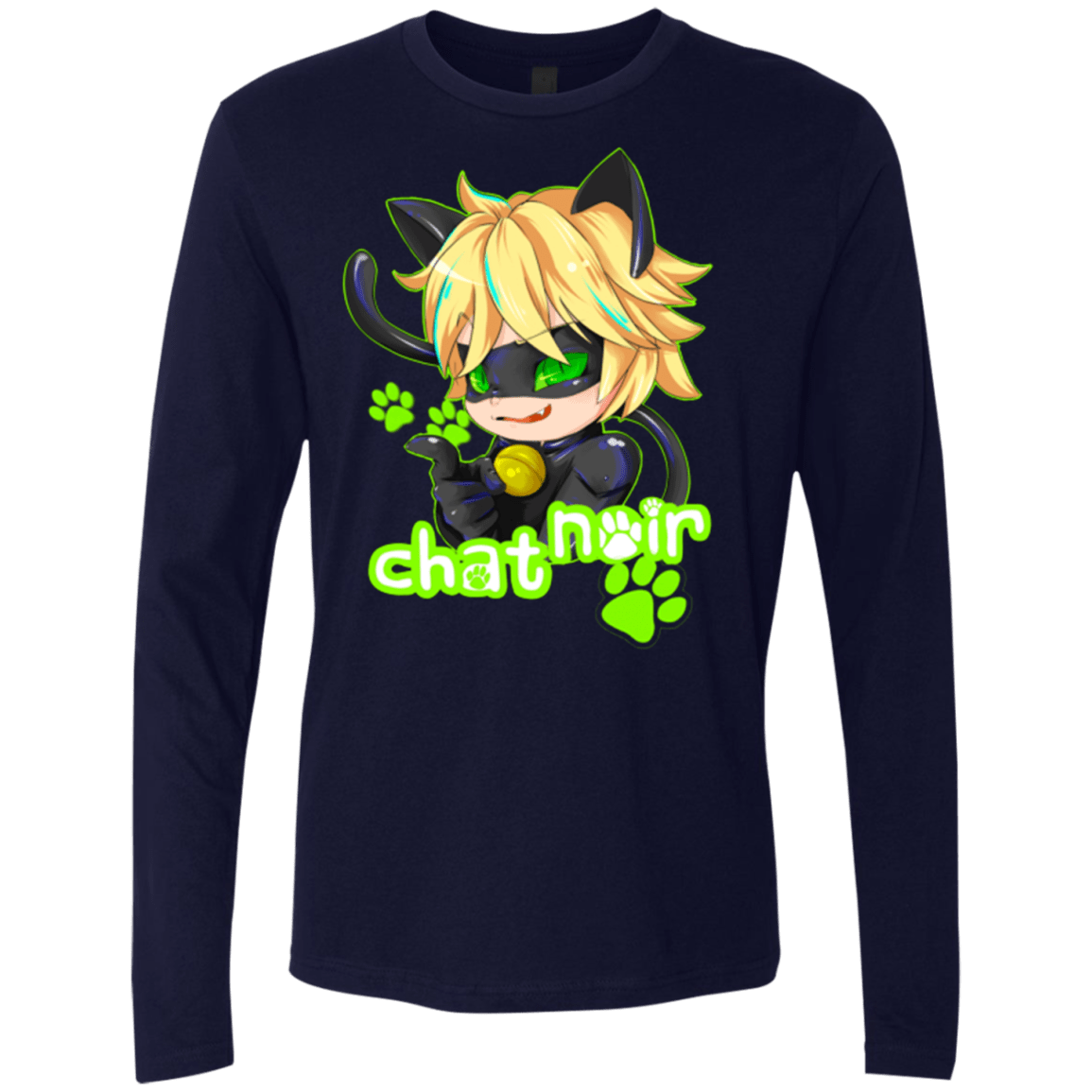 Chat Noir Men s Premium Long Sleeve Pop Up Tee