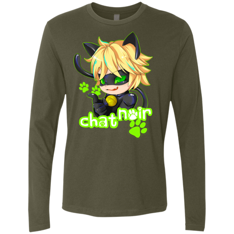 T-Shirts Military Green / Small Chat Noir Men's Premium Long Sleeve