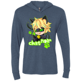 T-Shirts Indigo / X-Small Chat Noir Triblend Long Sleeve Hoodie Tee