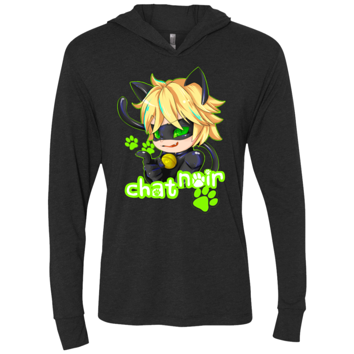 T-Shirts Vintage Black / X-Small Chat Noir Triblend Long Sleeve Hoodie Tee