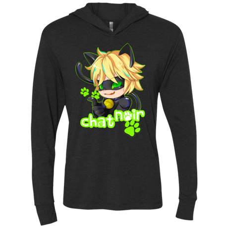 T-Shirts Vintage Black / X-Small Chat Noir Triblend Long Sleeve Hoodie Tee