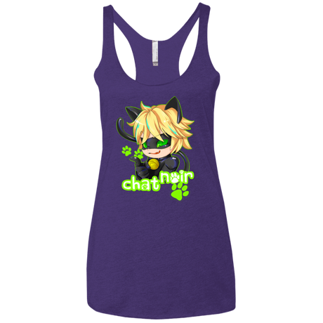 T-Shirts Purple / X-Small Chat Noir Women's Triblend Racerback Tank