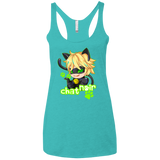 T-Shirts Tahiti Blue / X-Small Chat Noir Women's Triblend Racerback Tank
