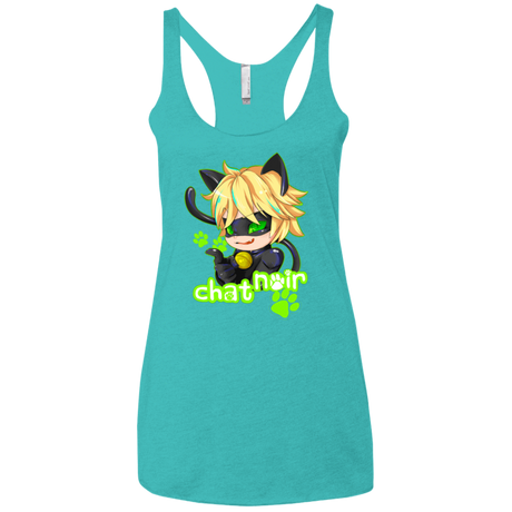T-Shirts Tahiti Blue / X-Small Chat Noir Women's Triblend Racerback Tank