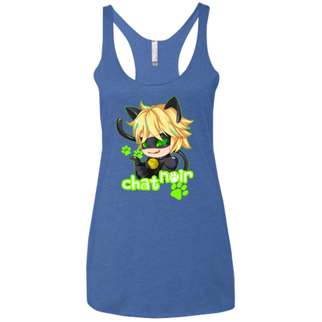 T-Shirts Vintage Royal / X-Small Chat Noir Women's Triblend Racerback Tank
