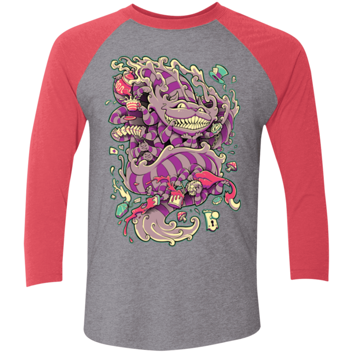 T-Shirts Premium Heather/ Vintage Red / X-Small Cheshire Dragon Triblend 3/4 Sleeve