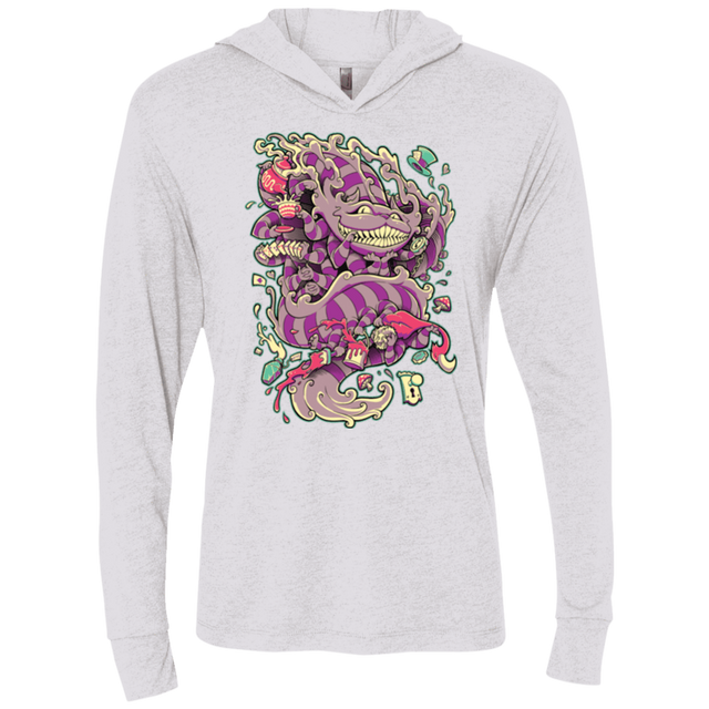 T-Shirts Heather White / X-Small Cheshire Dragon Triblend Long Sleeve Hoodie Tee