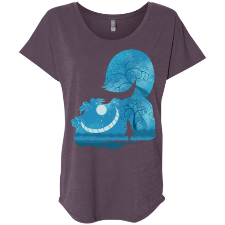 T-Shirts Vintage Purple / X-Small Cheshire Portrait Triblend Dolman Sleeve