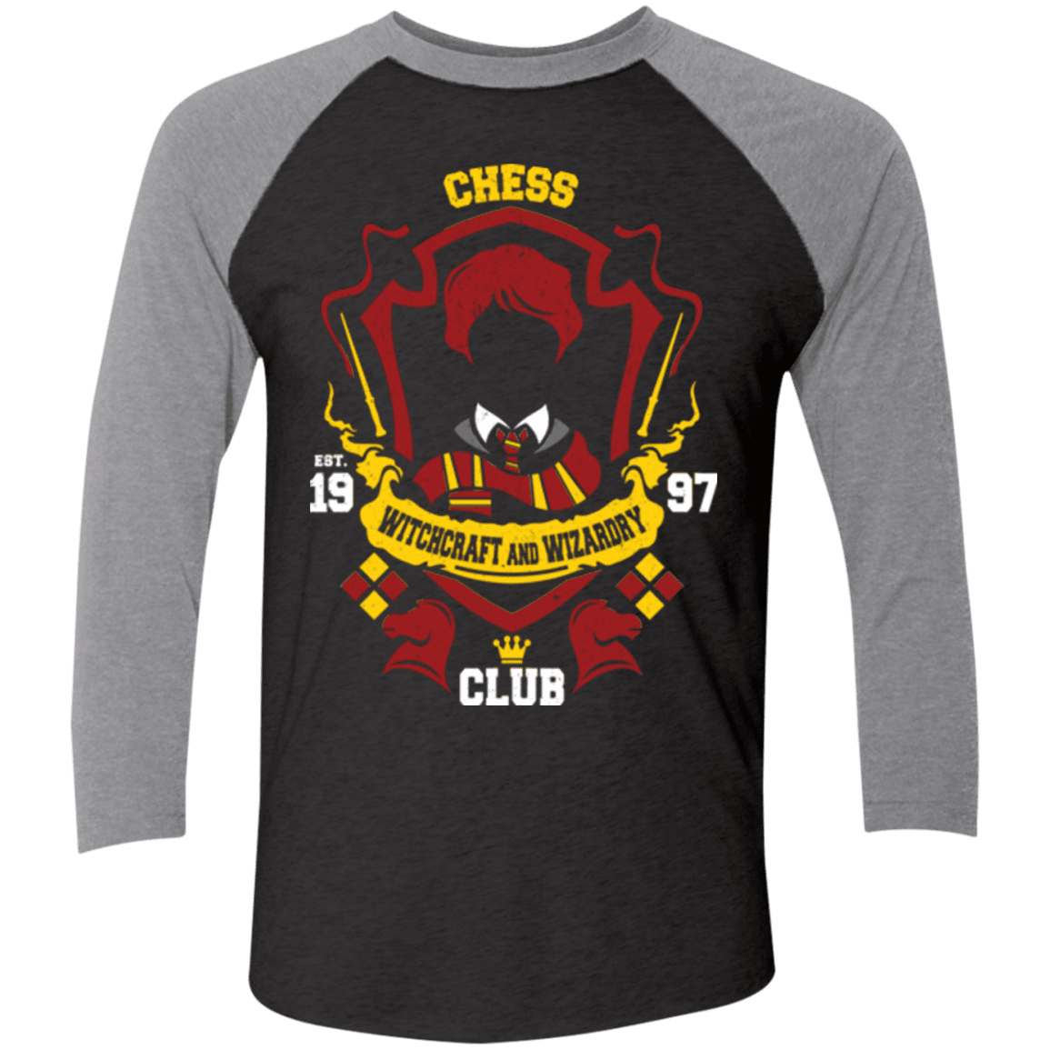 T-Shirts Vintage Black/Premium Heather / X-Small Chess Club Men's Triblend 3/4 Sleeve