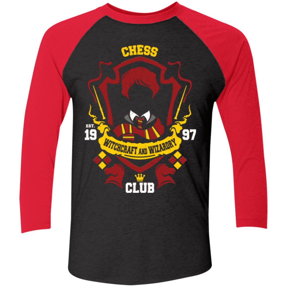 T-Shirts Vintage Black/Vintage Red / X-Small Chess Club Men's Triblend 3/4 Sleeve