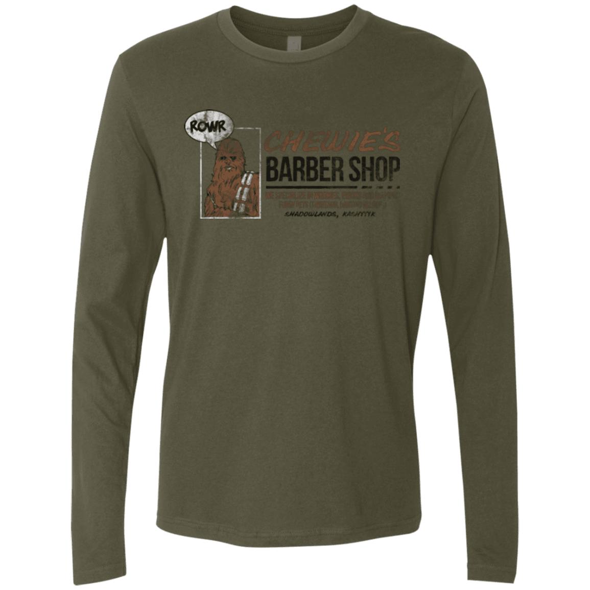 T-Shirts Military Green / Small Chewie's Barber Shop Men's Premium Long Sleeve