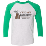 T-Shirts Heather White/Envy / X-Small Chewie's Barber Shop Men's Triblend 3/4 Sleeve