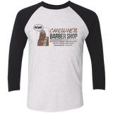 T-Shirts Heather White/Vintage Black / X-Small Chewie's Barber Shop Men's Triblend 3/4 Sleeve