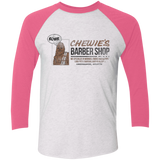 T-Shirts Heather White/Vintage Pink / X-Small Chewie's Barber Shop Men's Triblend 3/4 Sleeve