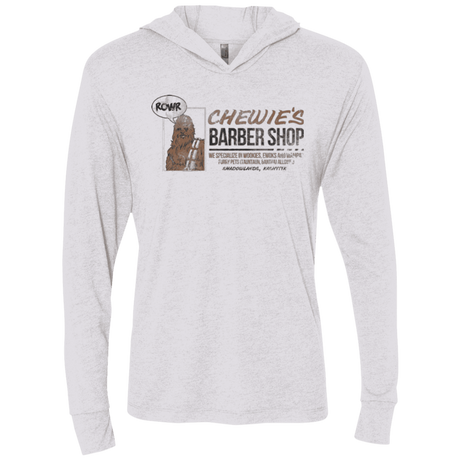 T-Shirts Heather White / X-Small Chewie's Barber Shop Triblend Long Sleeve Hoodie Tee