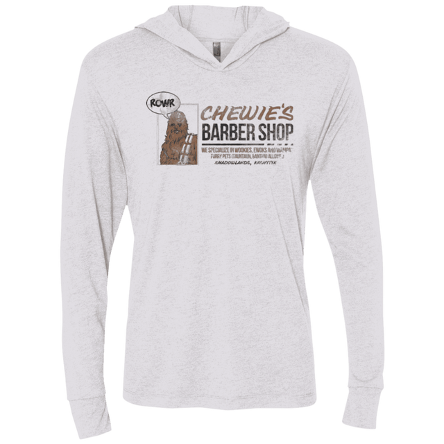 T-Shirts Heather White / X-Small Chewie's Barber Shop Triblend Long Sleeve Hoodie Tee