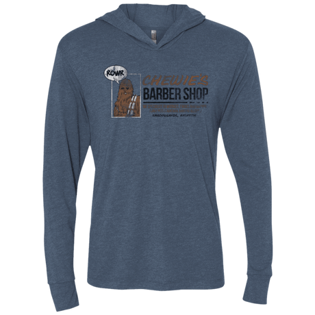 T-Shirts Indigo / X-Small Chewie's Barber Shop Triblend Long Sleeve Hoodie Tee