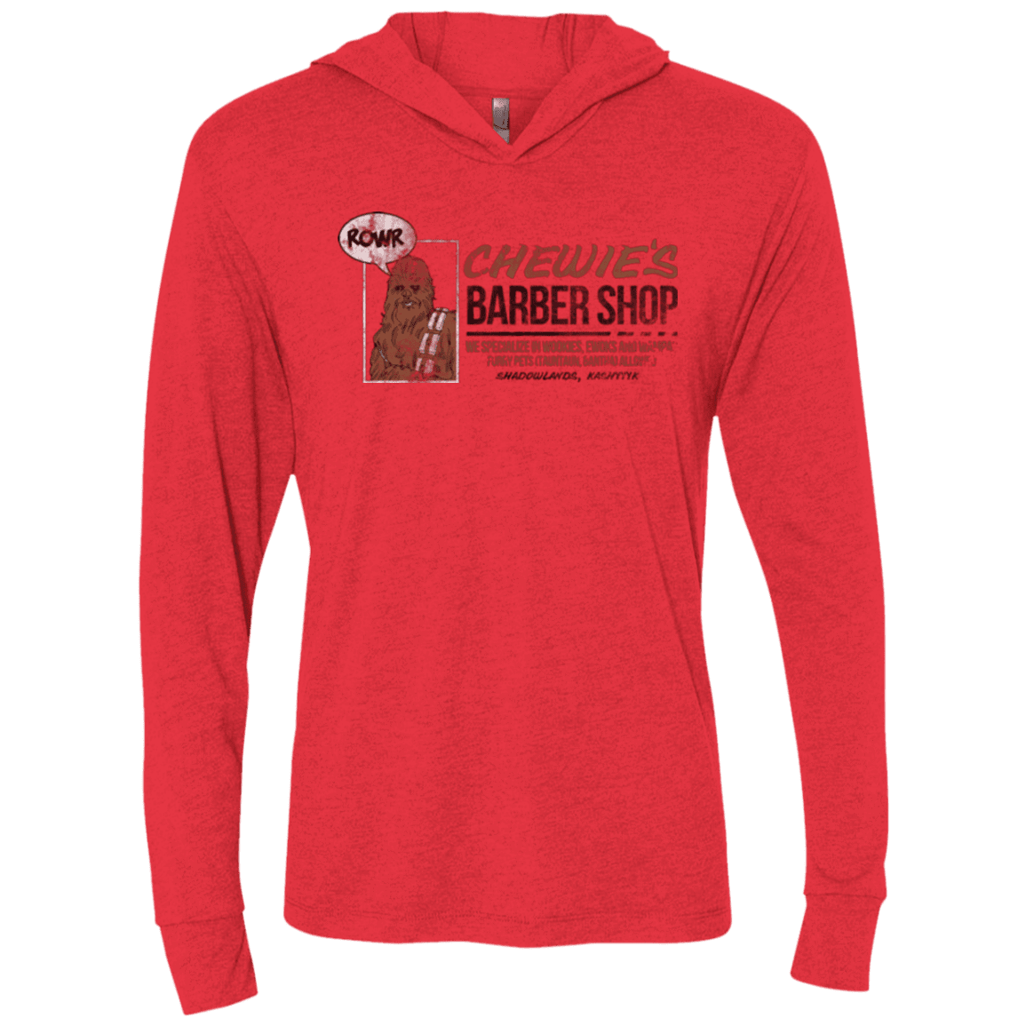 T-Shirts Vintage Red / X-Small Chewie's Barber Shop Triblend Long Sleeve Hoodie Tee