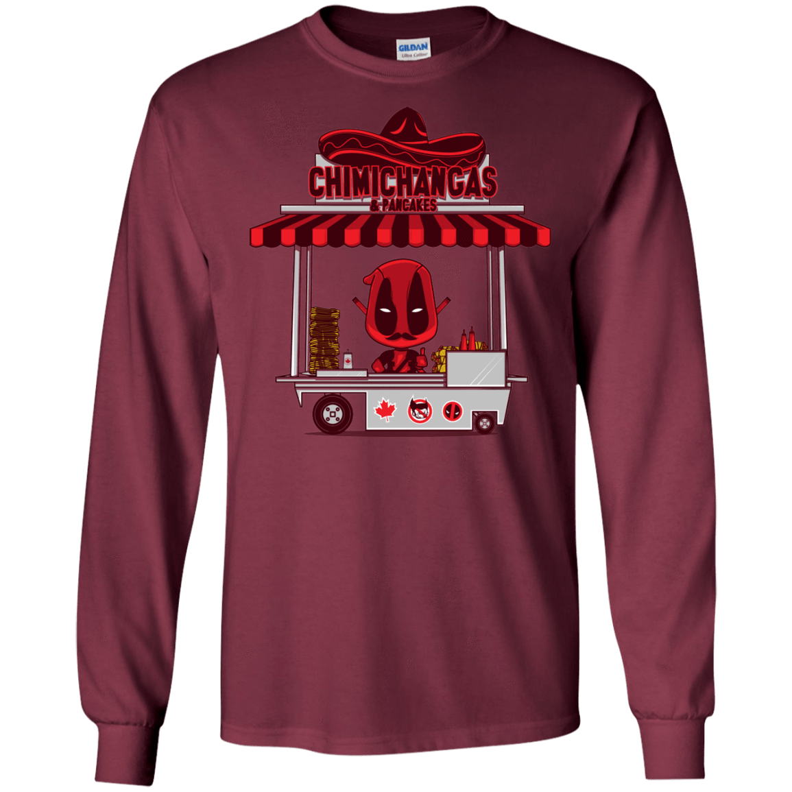 T-Shirts Maroon / S CHIMICHANGAS & PANCAKES Men's Long Sleeve T-Shirt