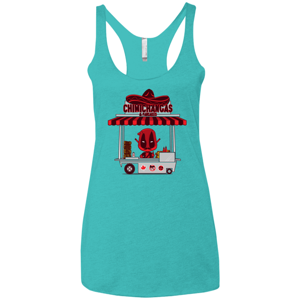 T-Shirts Tahiti Blue / X-Small CHIMICHANGAS & PANCAKES Women's Triblend Racerback Tank