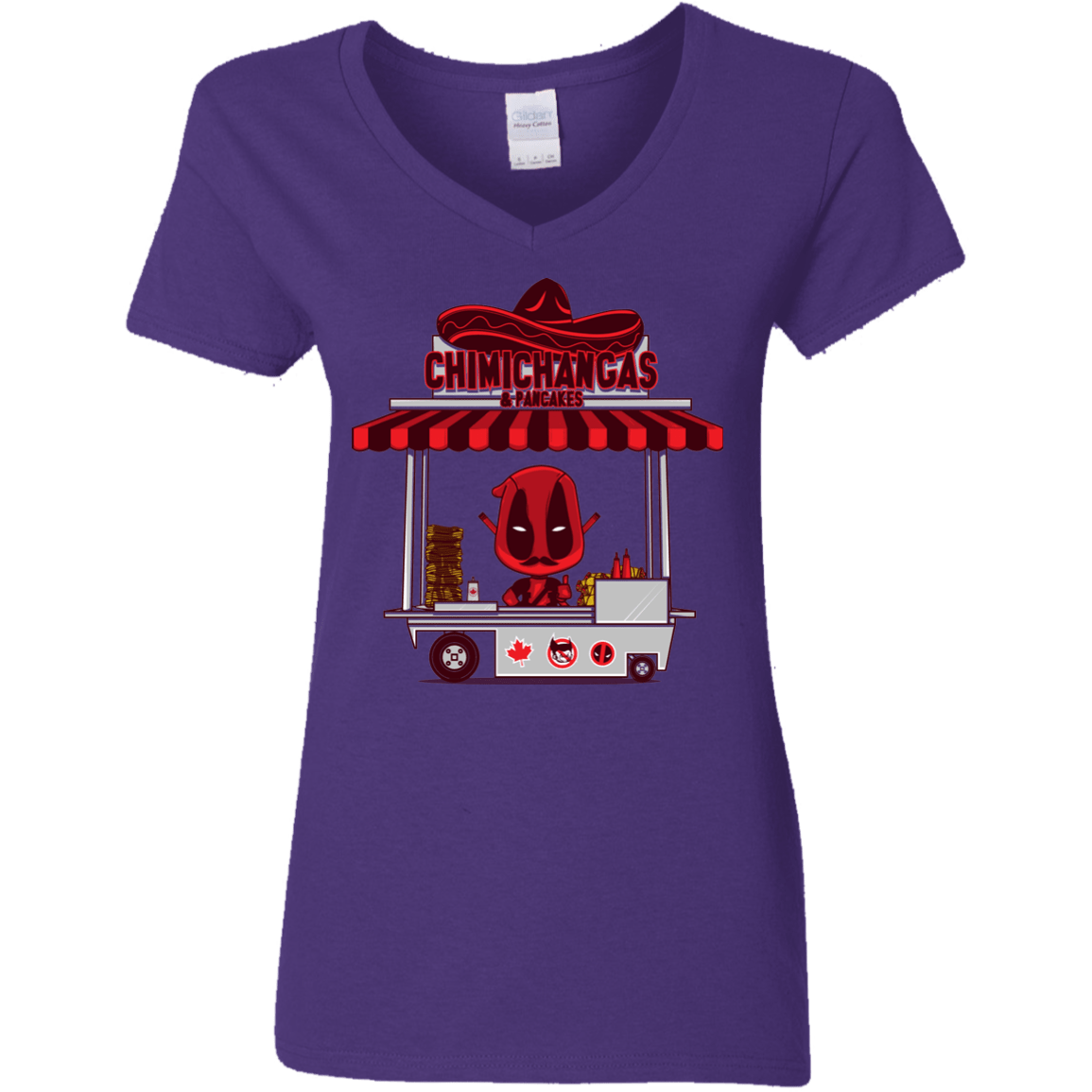 T-Shirts Purple / S CHIMICHANGAS & PANCAKES Women's V-Neck T-Shirt