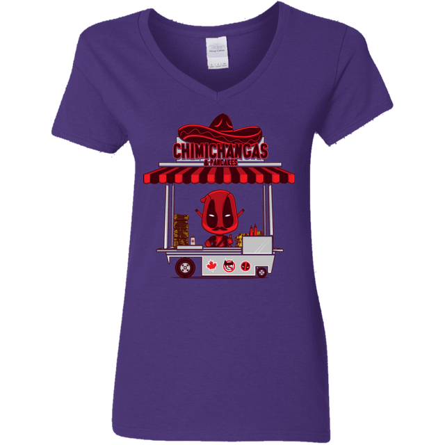 T-Shirts Purple / S CHIMICHANGAS & PANCAKES Women's V-Neck T-Shirt