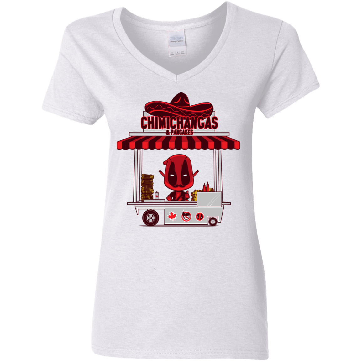 T-Shirts White / S CHIMICHANGAS & PANCAKES Women's V-Neck T-Shirt