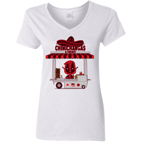 T-Shirts White / S CHIMICHANGAS & PANCAKES Women's V-Neck T-Shirt