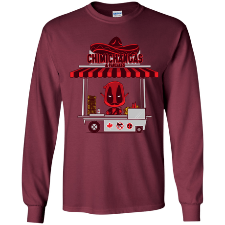 T-Shirts Maroon / YS CHIMICHANGAS & PANCAKES Youth Long Sleeve T-Shirt