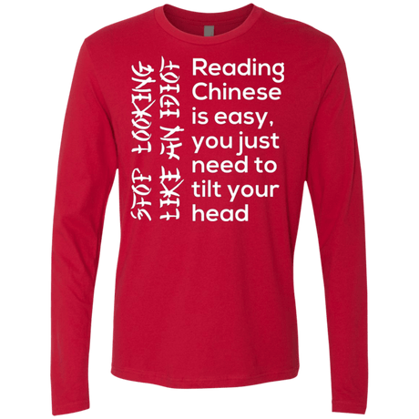T-Shirts Red / Small Chinese Men's Premium Long Sleeve