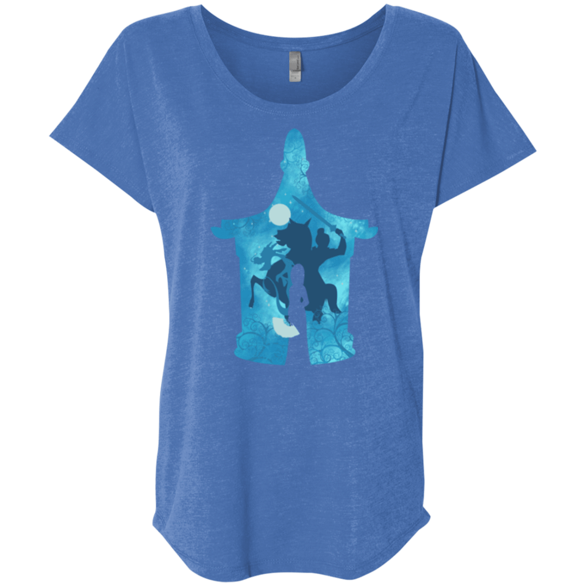 T-Shirts Vintage Royal / X-Small Chinese Portrait Triblend Dolman Sleeve