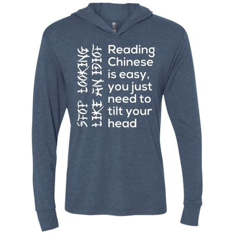 T-Shirts Indigo / X-Small Chinese Triblend Long Sleeve Hoodie Tee