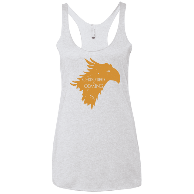 T-Shirts Heather White / X-Small Chocobo is Coming Women's Triblend Racerback Tank