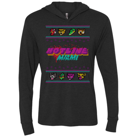 T-Shirts Vintage Black / X-Small Christmas Sweater Hotline Miami Triblend Long Sleeve Hoodie Tee