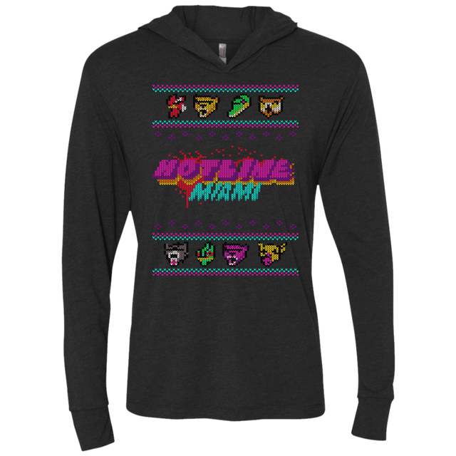 T-Shirts Vintage Black / X-Small Christmas Sweater Hotline Miami Triblend Long Sleeve Hoodie Tee