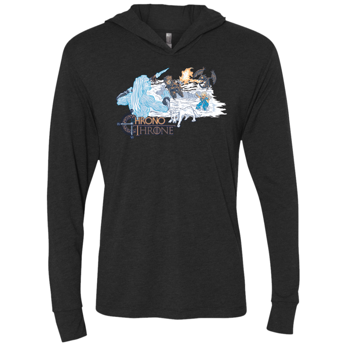 T-Shirts Vintage Black / X-Small Chrono Throne Triblend Long Sleeve Hoodie Tee