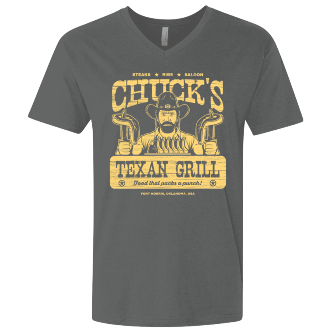 T-Shirts Heavy Metal / X-Small Chucks Texan Grill Men's Premium V-Neck