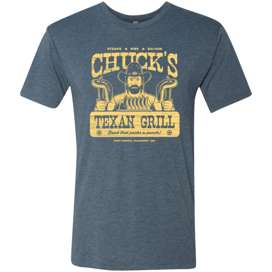 T-Shirts Indigo / Small Chucks Texan Grill Men's Triblend T-Shirt