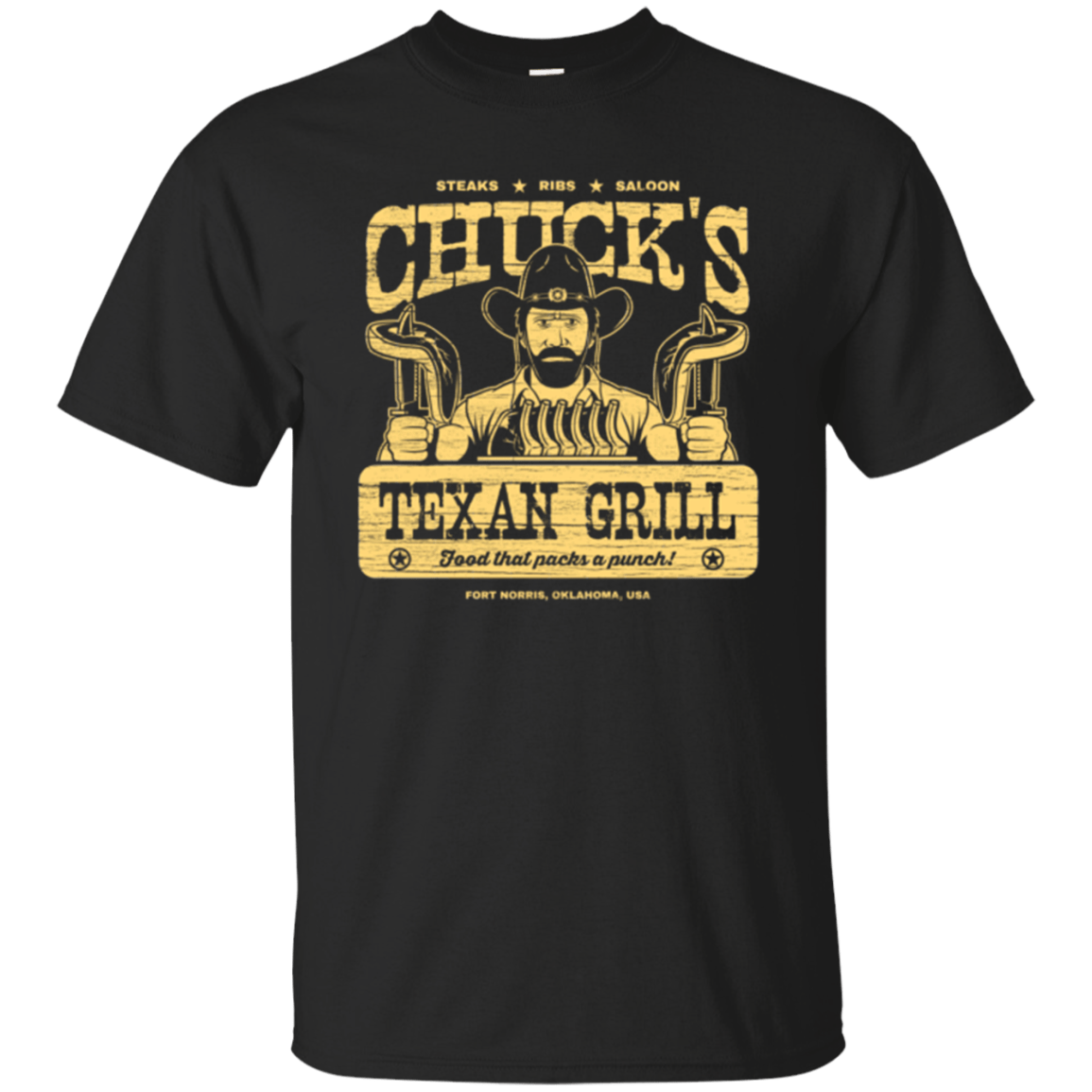 T-Shirts Black / Small Chucks Texan Grill T-Shirt