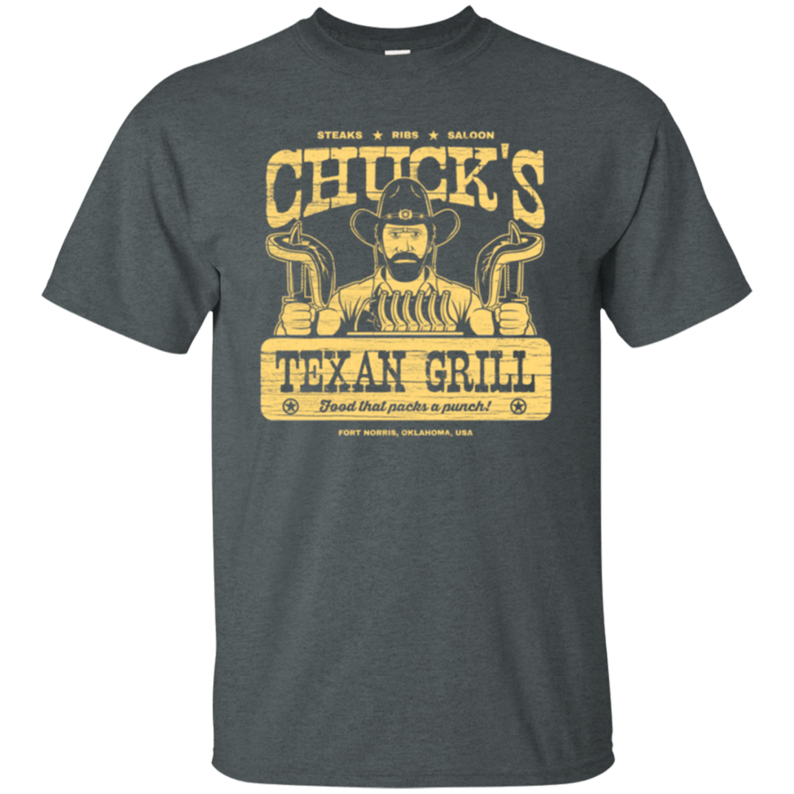 T-Shirts Dark Heather / Small Chucks Texan Grill T-Shirt