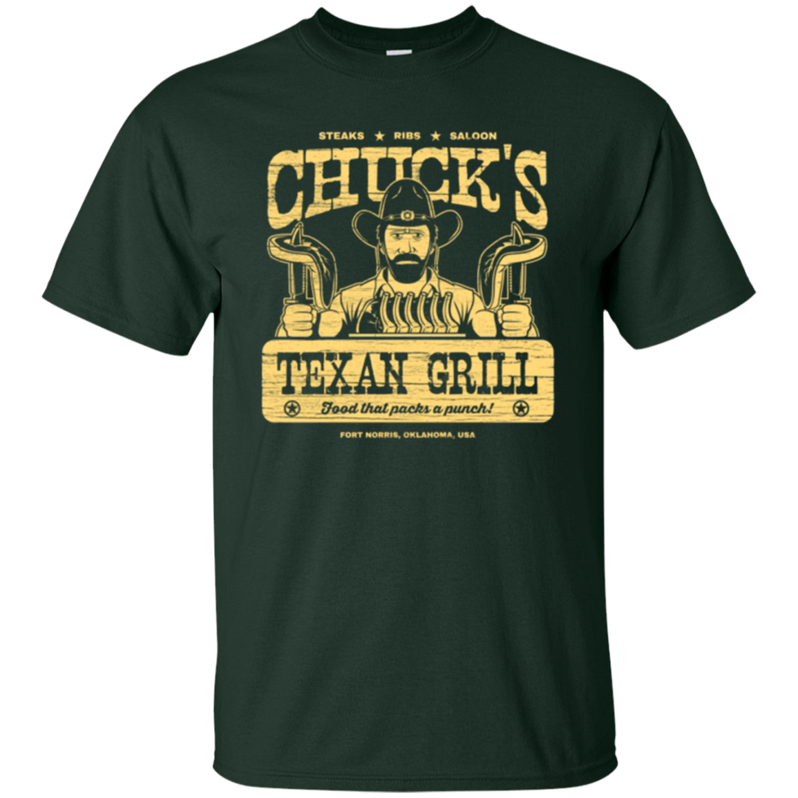 T-Shirts Forest Green / Small Chucks Texan Grill T-Shirt