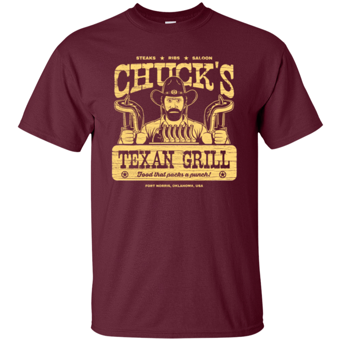 T-Shirts Maroon / Small Chucks Texan Grill T-Shirt