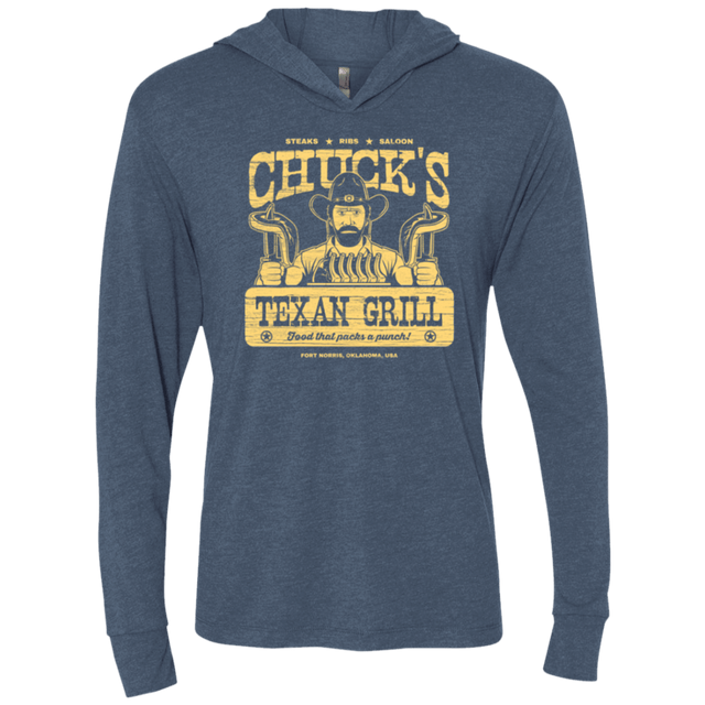 T-Shirts Indigo / X-Small Chucks Texan Grill Triblend Long Sleeve Hoodie Tee