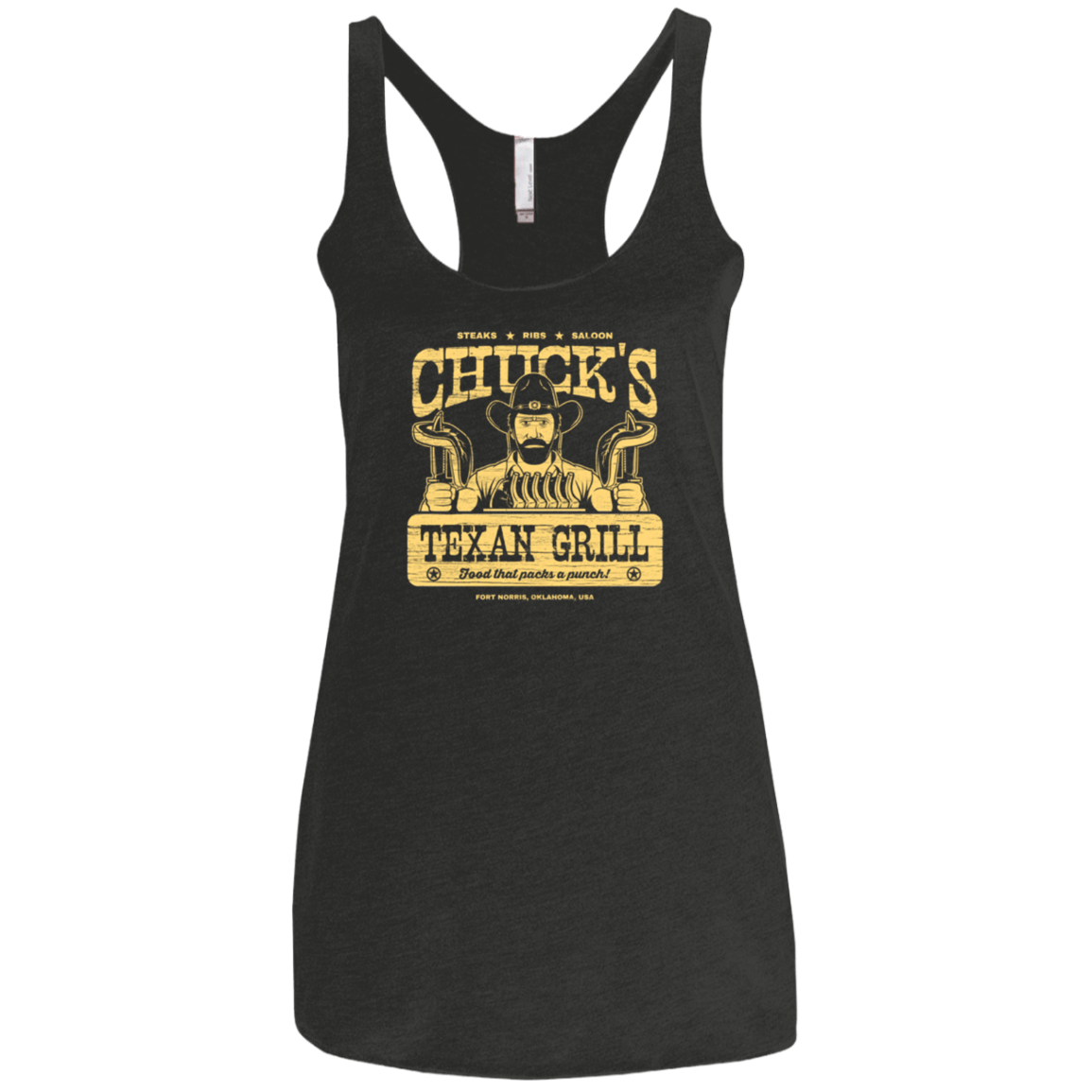 T-Shirts Vintage Black / X-Small Chucks Texan Grill Women's Triblend Racerback Tank