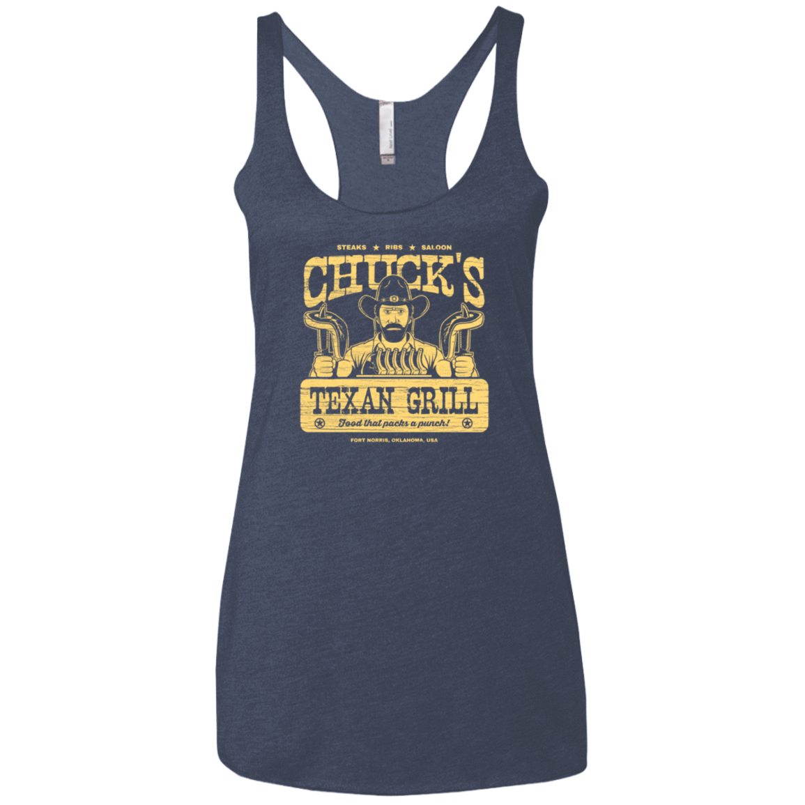 T-Shirts Vintage Navy / X-Small Chucks Texan Grill Women's Triblend Racerback Tank