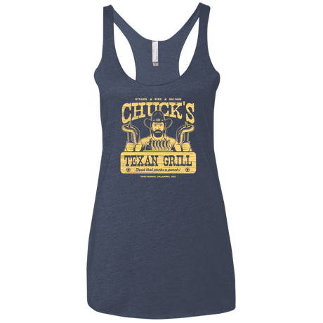 T-Shirts Vintage Navy / X-Small Chucks Texan Grill Women's Triblend Racerback Tank