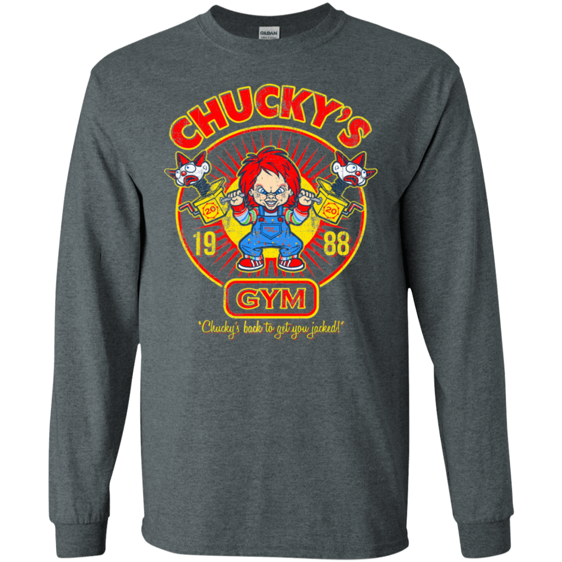 T-Shirts Dark Heather / S Chucky's Gym Men's Long Sleeve T-Shirt