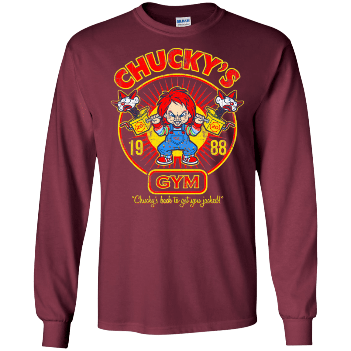 T-Shirts Maroon / S Chucky's Gym Men's Long Sleeve T-Shirt