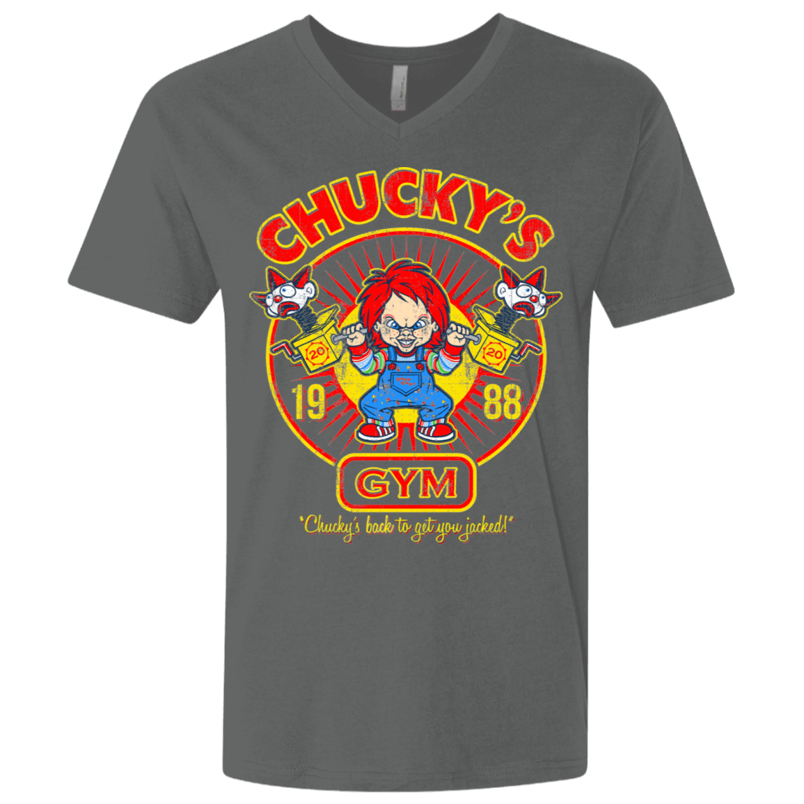 T-Shirts Heavy Metal / X-Small Chucky's Gym Men's Premium V-Neck