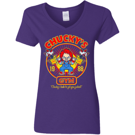 T-Shirts Purple / S Chucky's Gym Women's V-Neck T-Shirt